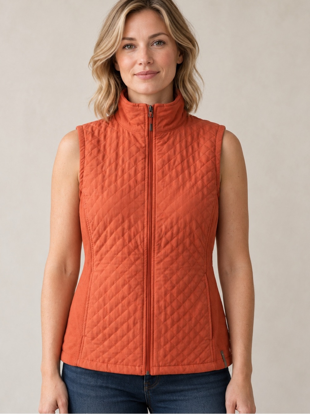 Columbia Small Orange Quilted Lightweight Vest Full Zip Outdoor Gorpcore Fall